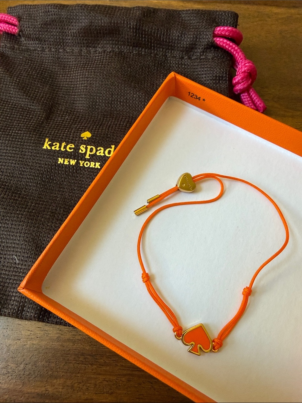 Kate Spade  Orange Heart Spade Charm Bracelet